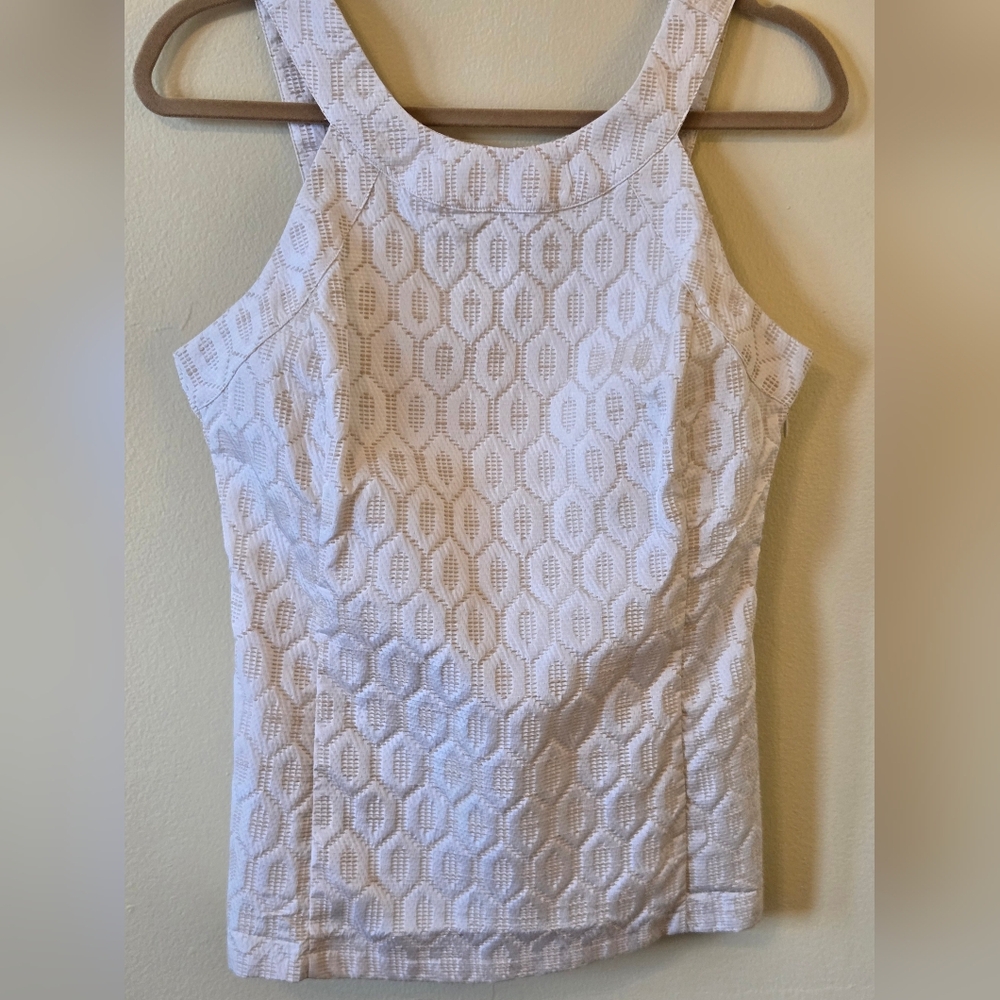 Banana Republic Womens White Geometric Textured Sleeveless Top Sz 8